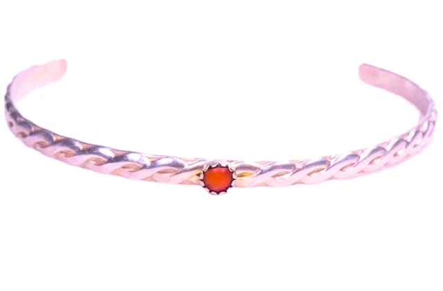 Bracelet Manchette Blanc Et Corail - Style Large - Neuf Sans Emballage