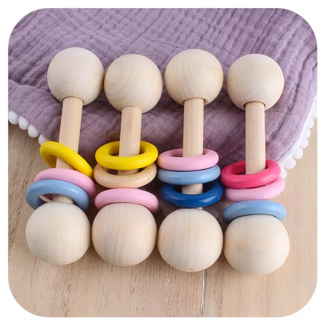 Baby Teether Toys Wooden Rattle Teething Wood Rattles Toy Shower Gift XMAS Gift