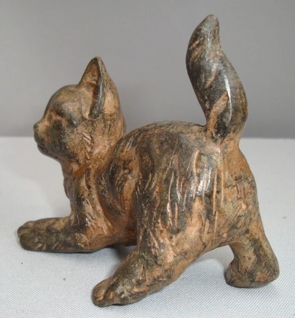 Estatua Gato Fauna Art Deco Estilo Art Nouveau Estilo Bronce sólido Firmado 2