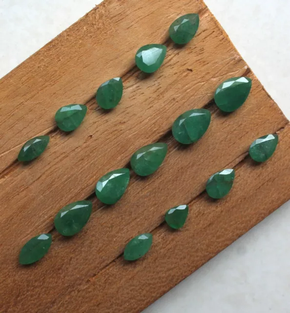 15 piezas de piedras preciosas de corte esmeralda verde natural, lote de...
