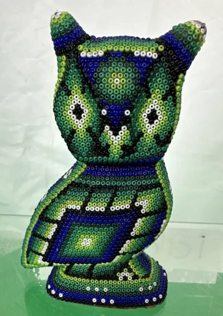 Owl Beaded Mexican Huichol Folk Art Figure
