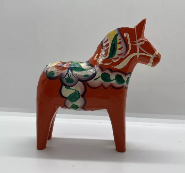 Akta Dalahemslojd G. A. Olsson Dala Horse Wooden Orange 5" Tall Vintage Sweden