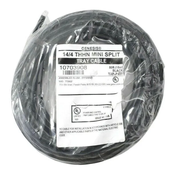 Honeywell Genesis 10703908 14/4 50-ft. Length Mini Split Cable Black
