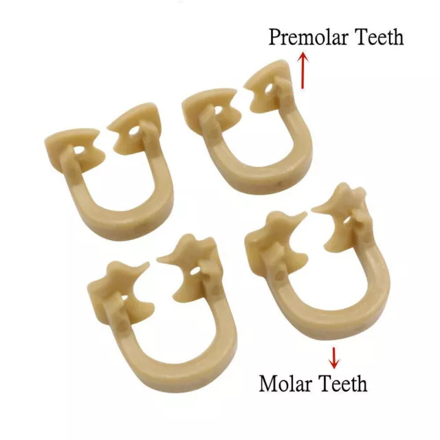 4x Dental Resin Soft Clamp Universal Rubber Dam Barrier Clips 2 Premolar 2 Molar