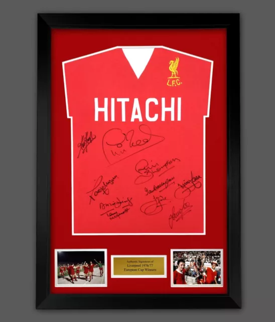 Liverpool Fc 1977 Football Shirt In A Framed Display, Signed By 10 Players