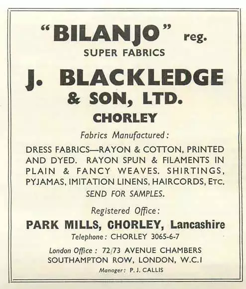 1955 J Blackledge And Son Chorley, Super Fabrics