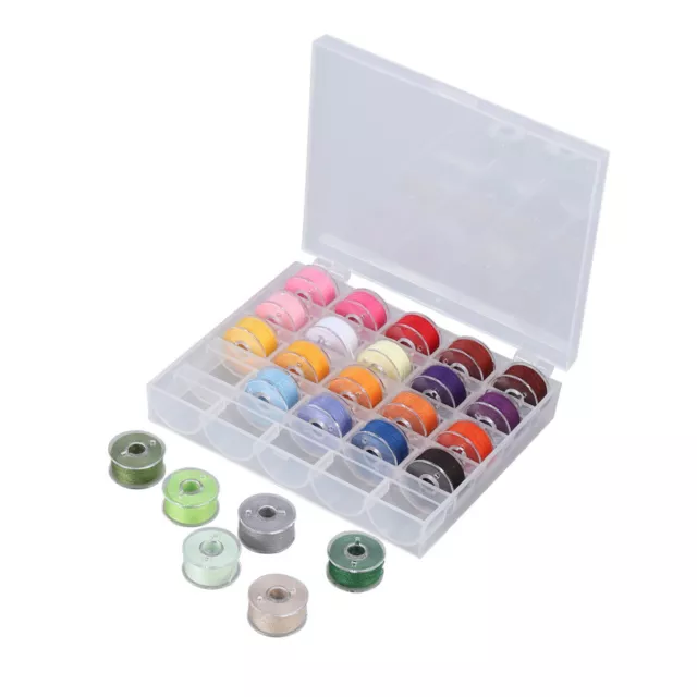 25 Pcs Machine Bobbin Spool Sewing Boxes Colors Thread Embroidery Boxed