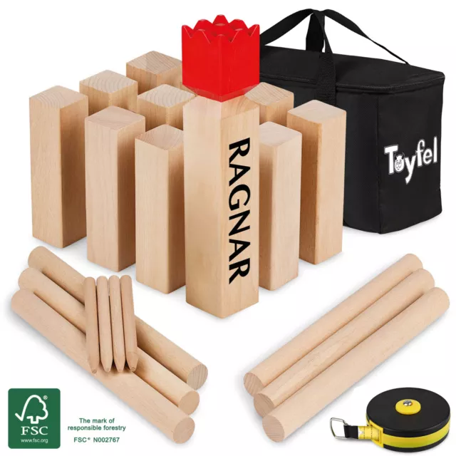 XXL Kubb Wurfspiel Holz Wikingerspiel Outdoor Spiel Schach Rasenschach Echtholz