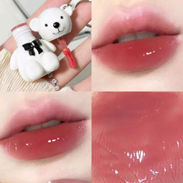 1x Lipstick Bear Lip Gloss Long Lasting Makeup Lipstick Keychain Lip Gloss UK