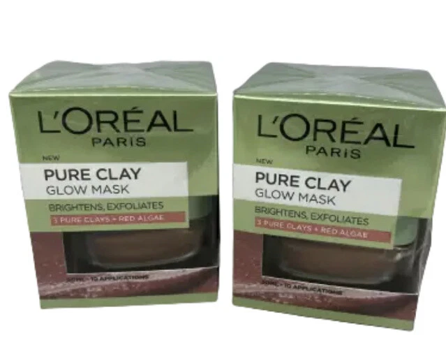 L'oreal Glühmaske reiner Ton und Rotalgen Glühmaske, 50 ml versiegelt x 2