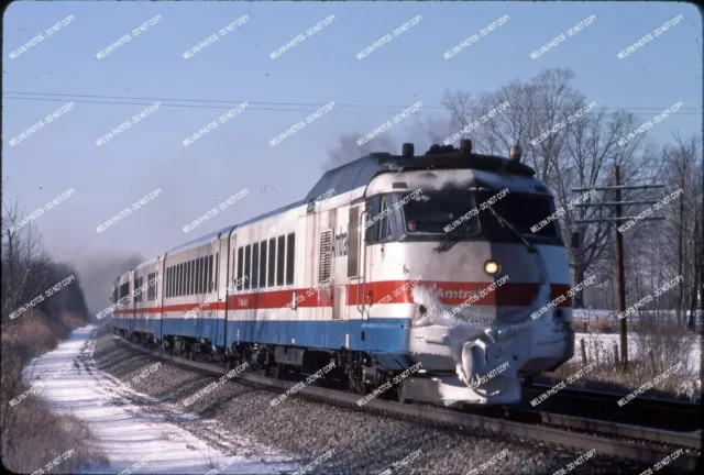 4.	ORIG SLIDE Amtrak 160 Rohr Turboliner mit Zug #32 Original Kodachrome Rutscher