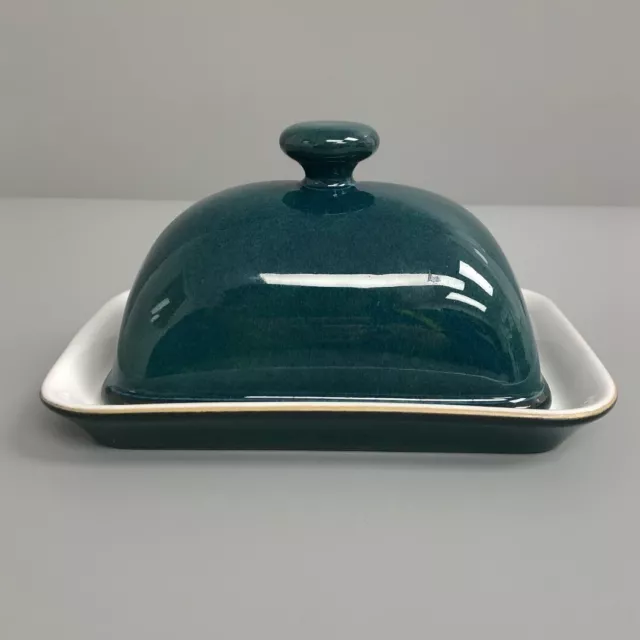 Denby Greenwich Butter Dish & Tray Dark Green Blue Vintage Homeware 18 x10 -CP