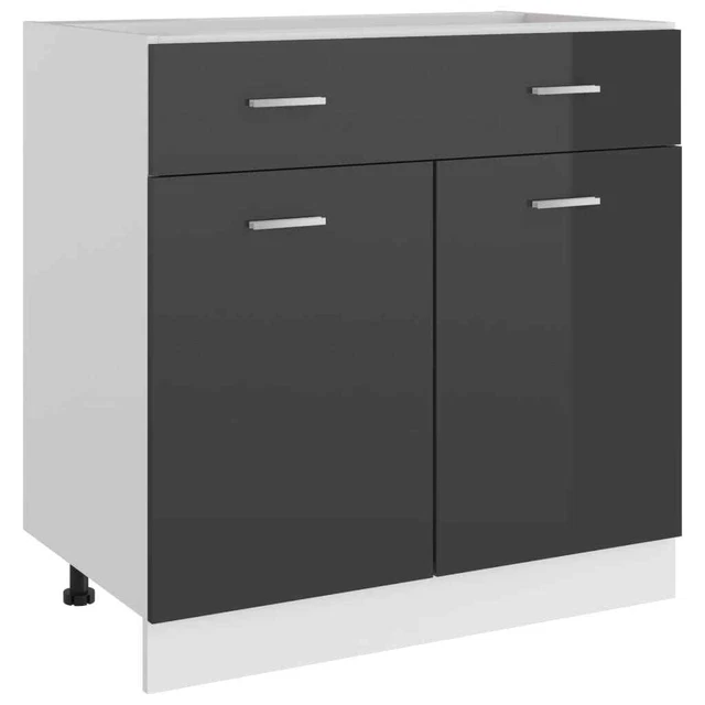 vidaXL Armoire de plancher tiroir Gris brillant 80x46x81,5cm Aggloméré