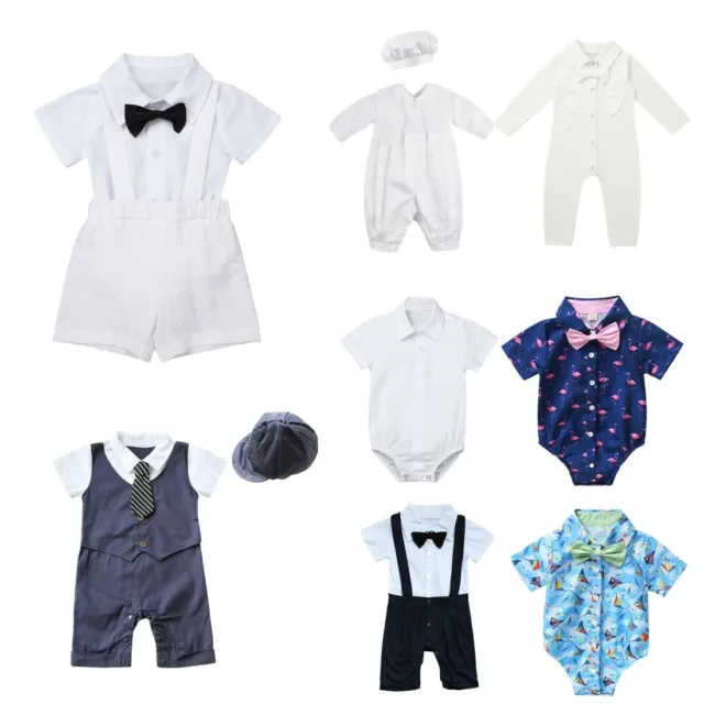 Baby Boys Romper Outfit Formal Suit Jumpsuit Baptism Christening Newborn Clothes