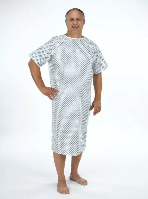 Hospital patient gown blue & green diamond wrap over simple design (GOWN/LW/UK)