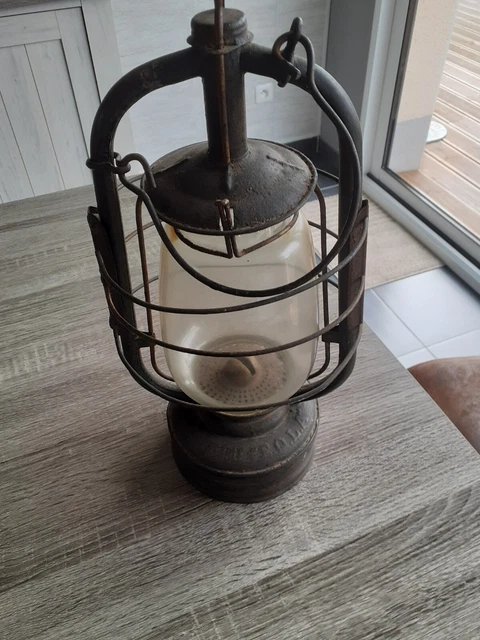 Lanterne Tempête à Pétrole Feuerhand, Verre Jena Jaune, Fabrication Allemande