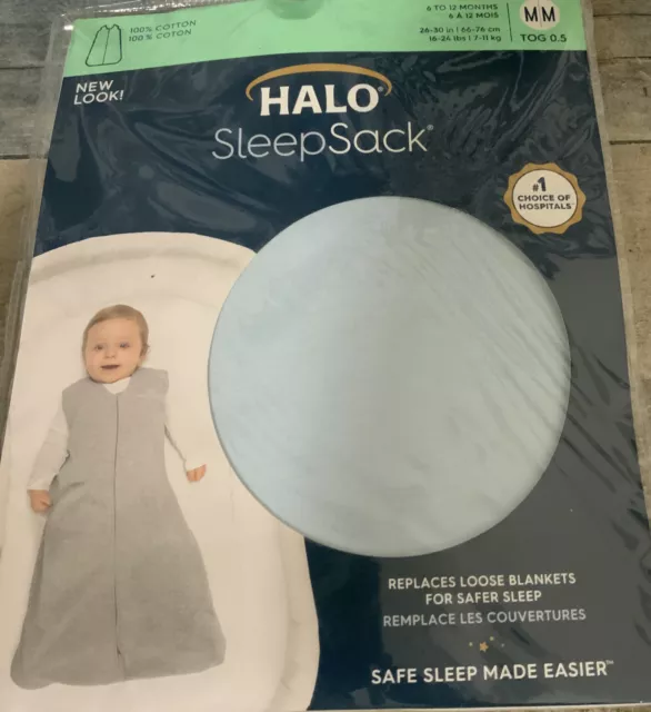 ⚡️HALO Sleepsack 100% Cotton Wearable Blanket Baby Blue (Medium TOG 0.5)