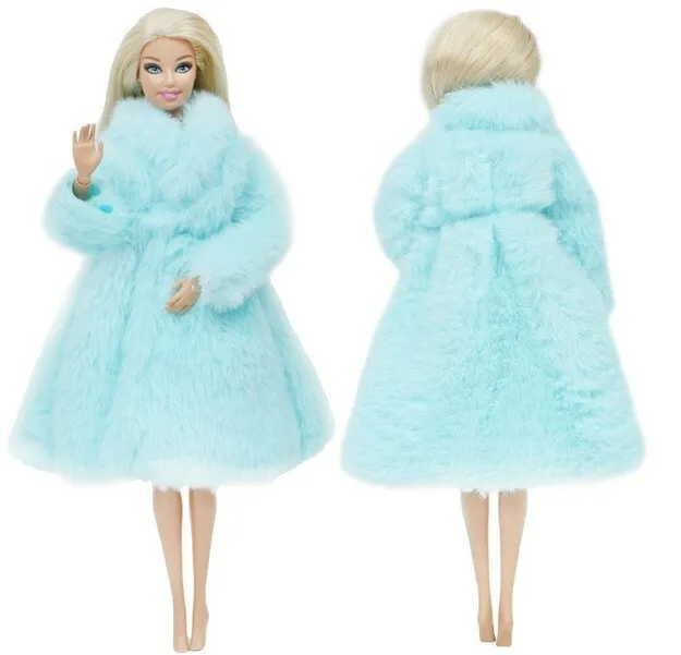 Barbie Princess Fur Coat Dress Accessories Clothes for Barbie Dolls Toys NEW 2