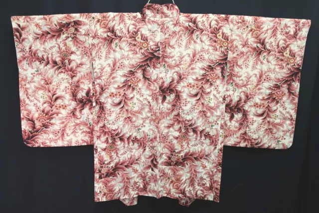 8308C3 Silk Vintage Japanese Kimono Haori Jacket Flower