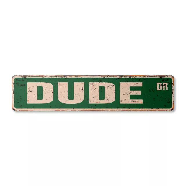 DUDE Vintage Street Sign Metal Plastic guy man friend male daddy