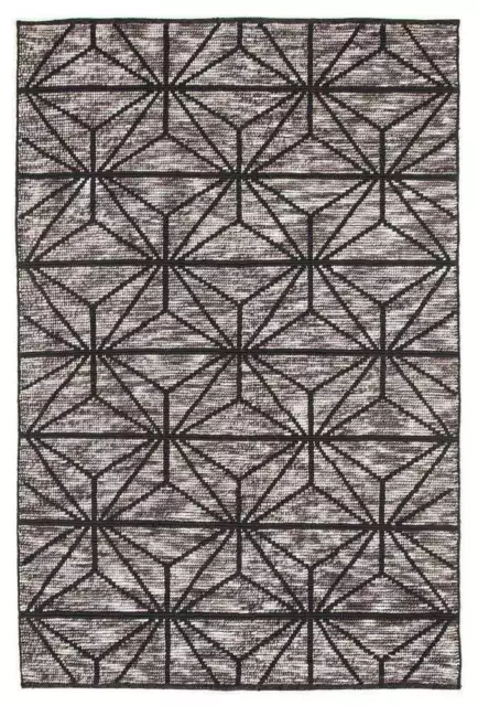 Modern Rug Flatweave Rhythm Motif Grey Floor Carpet Cover Mat Shag Pile Decor