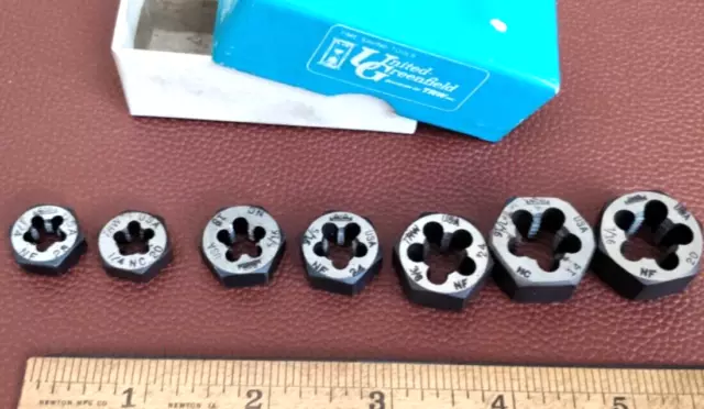 Greenfield Threading 7Pc  Hexagon Rethreading Die Set 1/4" thru 7/16"