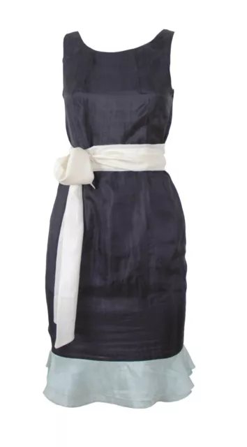 NEW 100% Habotai Silk Dress by Marmalade Navy, Blue & Ivory dress UK 10 RRP £165