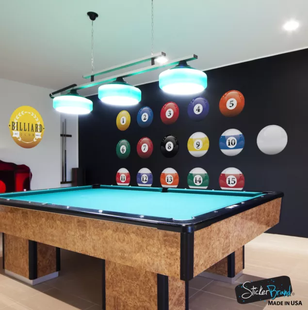 Realistic Color Billiard Balls Wall Decal Sticker for Game Room #6089 3