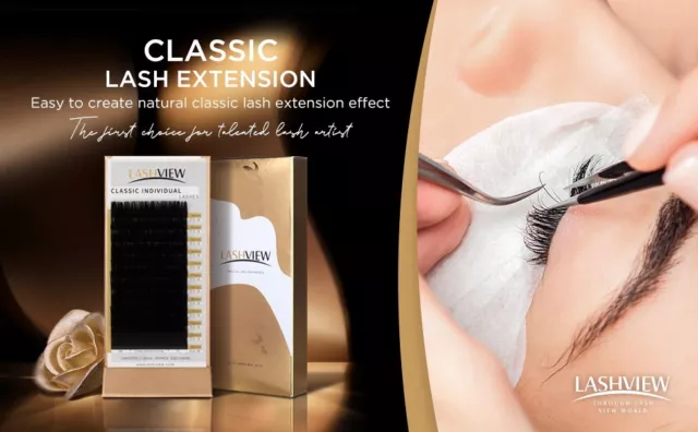 Eyelash Extensions, D mix/14mm 0.10 - 0.20 Individual/Matte Flat LASHVIEW