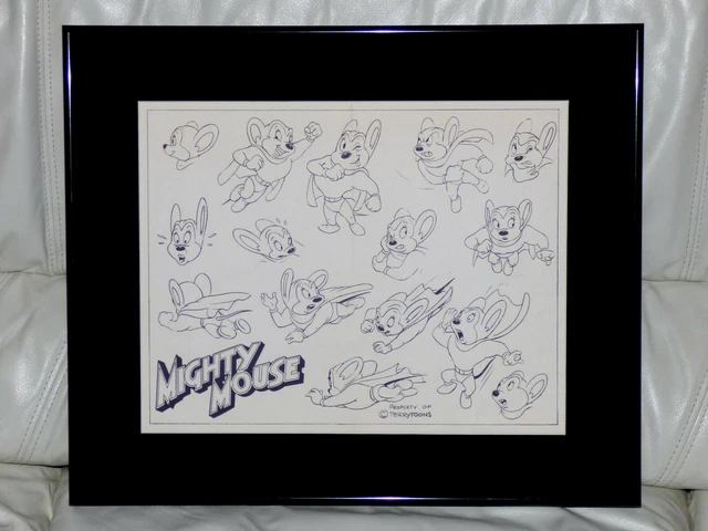 MIGHTY MOUSE ORIGINAL 1940s PRODUCTION MODEL SHEET TERRYTOONS