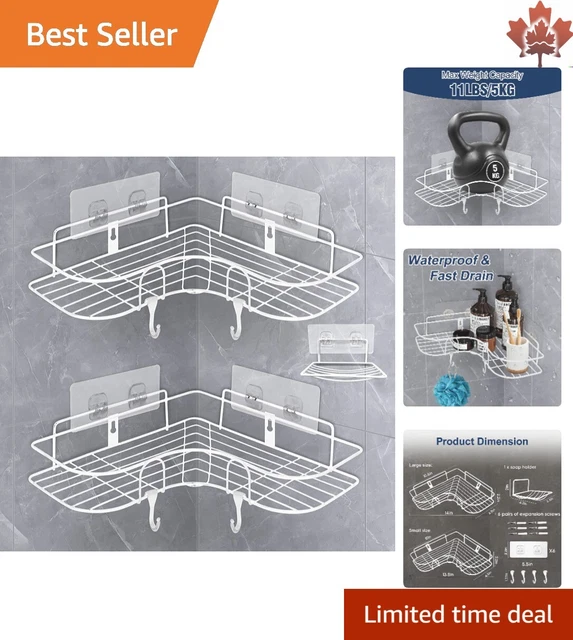 Corner Shower Caddy Set - Space-Saving, Easy Install, Durable, White - 2 Pack 2
