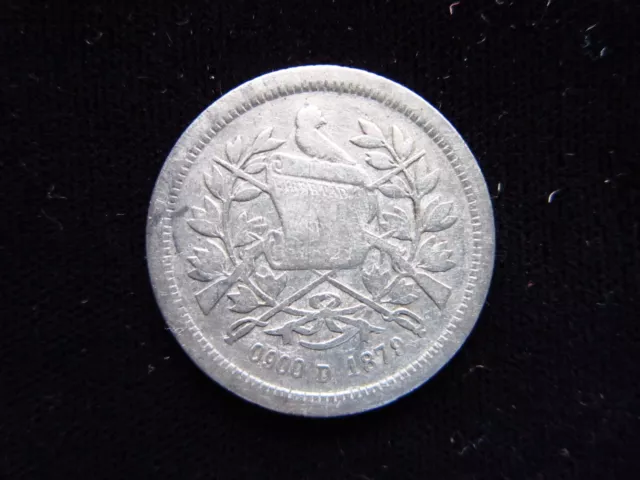 GUATEMALA 2 Reales 1879 D Silver Libertad Seated Justice 0314# Money Coin