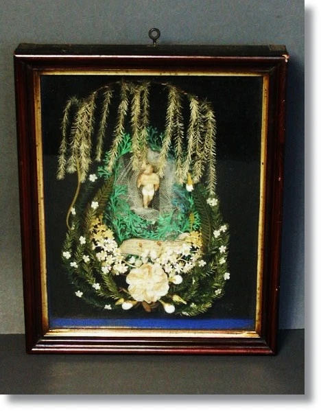 DIORAMA TRAUERSCHMUCK 19. Jh. ORIGINALZUSTAND TRAGANT