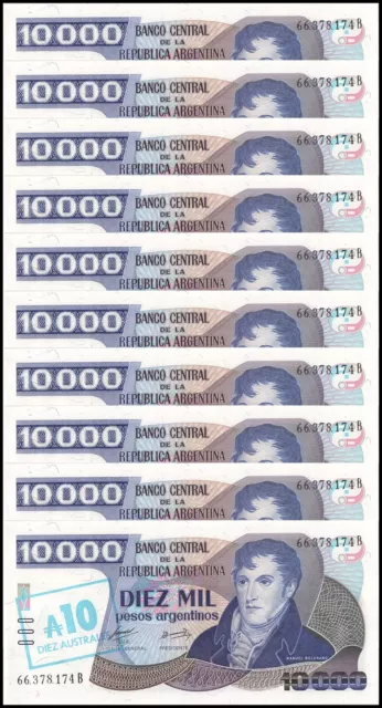 Argentina 10 Australes, 1985 ND, P-322c, UNC, Series C X 10 PCS