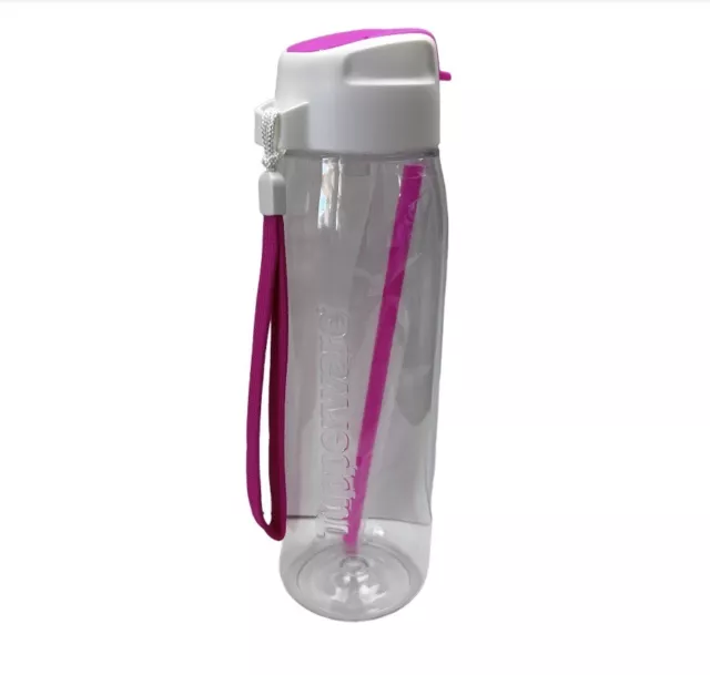 Tupperware Drink Bottle Straw Flip Lid 750ml Pink White New Christmas Gift