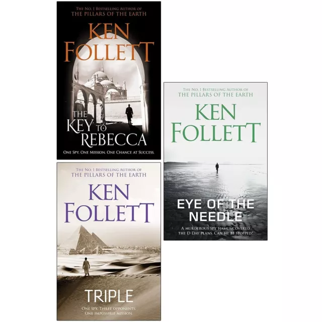 Ken Follett Collection 3 Books Set Key to Rebecca, Triple, Eye of the Needle NEW