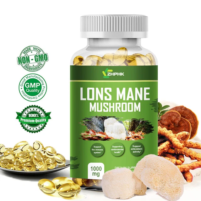 Didacat 10-in-1 Mushroom Complex Supplement - Lions Mane, Reishi, Turkey Tail, Cordyceps (30/60/120 Capsules)