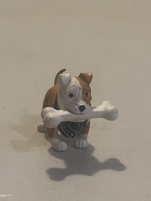 Hood Pup Pit Bull Dog W Bone Toy Figure Wearing Bandana