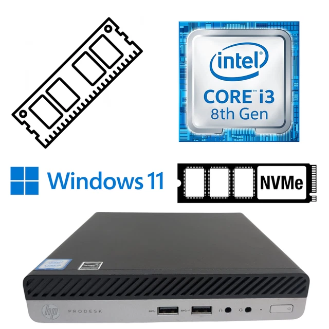 MINI PC HP ProDesk 400 G5 Intel i3 9100t 8/16GB RAM NVME SSD