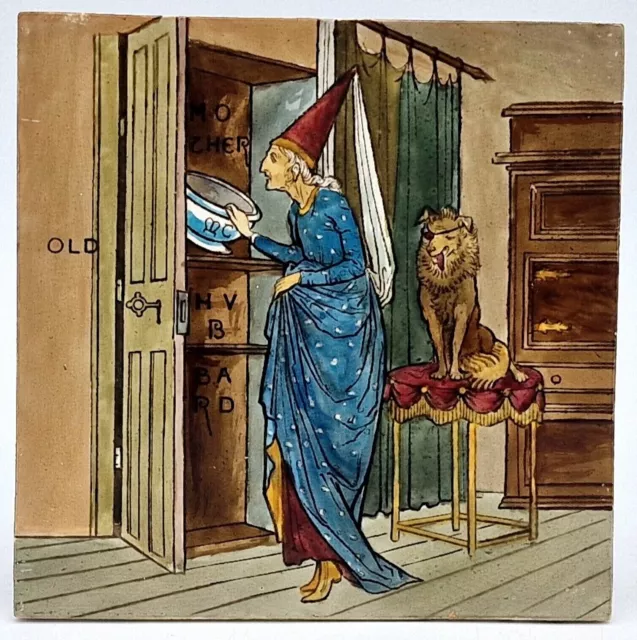 Copeland Fireplace Tile Walter Crane Nursery Rhyme Old Mother Hubbard Hand Paint