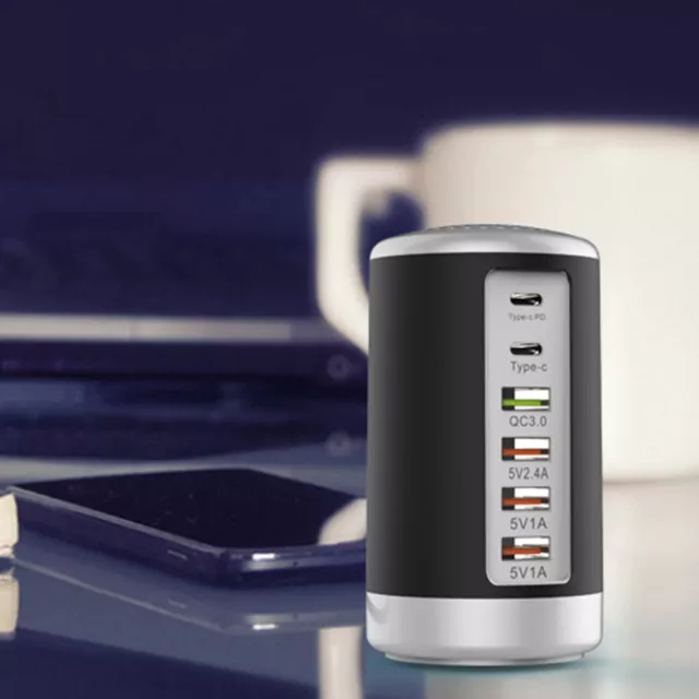 65W PD Multi 6 Port USB Desktop Charging Station Rapid Charger Adapter US YU