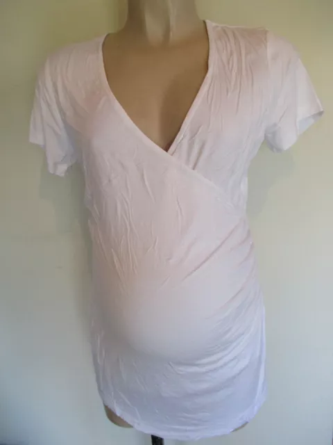 Seraphine Maternity & Nursing White Mock Wrap T-Shirt Top Size M Uk 12-14 Bnwt