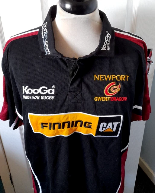 MAGLIETTA NEWPORT GWENT DRAGONS nera casa rugby union maglia 2006/07