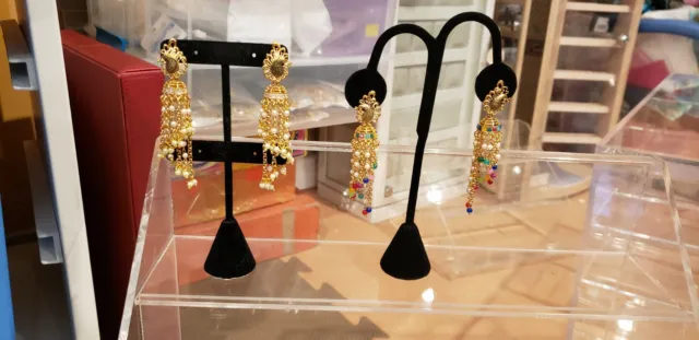 Pakistani Women's Fancy Earrings with Beads in Different Size