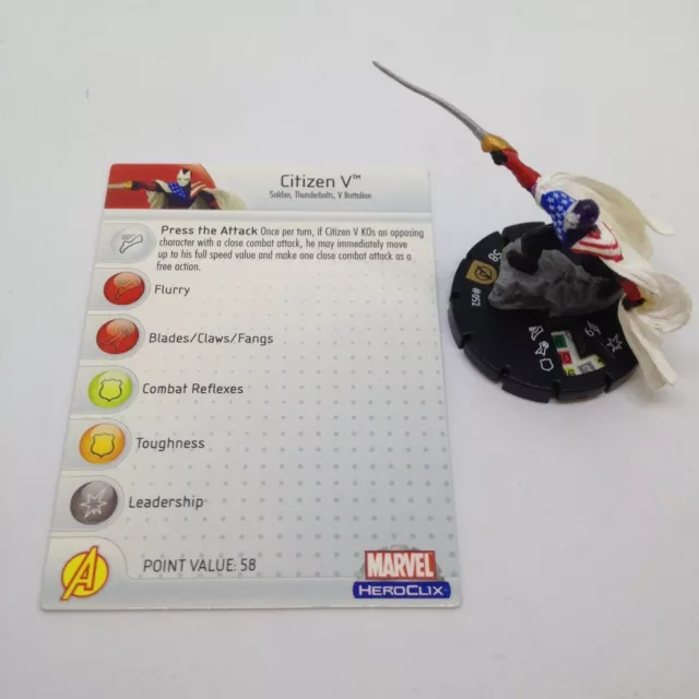 Heroclix Avengers set Citizen V #052 Super Rare figure w/card!