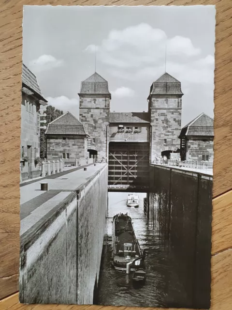 MINDEN SCHACHT-SCHLEUSE alte Ansichtskarte Postkarte ECHT-FOTO 50er 60er Jahre