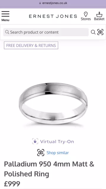 Ernest jones on sale palladium wedding rings