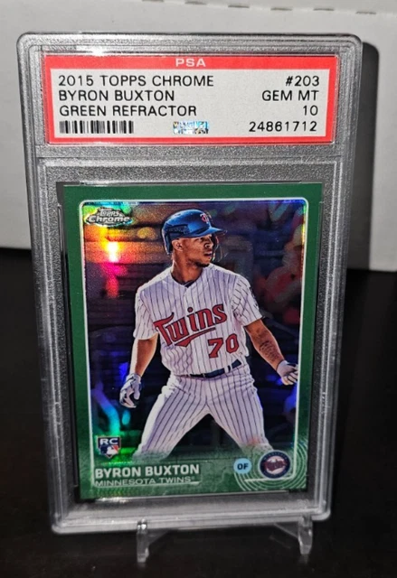 BYRON BUXTON 2015 Topps Chrome Green Refractor Rc On Card Auto #82