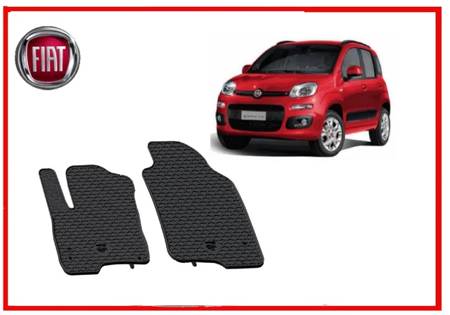 Tappetini Auto Anteriori Per Fiat Panda 2012-2025 | Set 2 Pezzi In Moquette Nera Made In Italy Con Battitacco