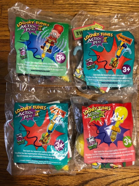 Warner Bros Looney Tunes Lot Of 4 Action Pens Fast Food Toys In Pkg Wendys 2001